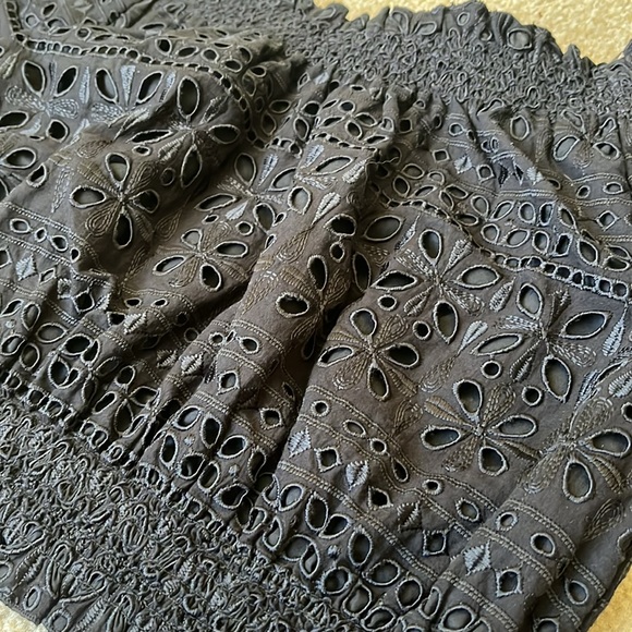 Women’s J. Crew Black Eyelet Lace Outfit Skirt Off the Shoulder Top Set Size XS - Picture 5 of 16
